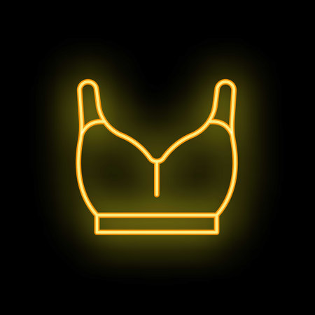 Sport bra icon outline vector. Shop store. Sale sporting neon color isolated on blackのイラスト素材