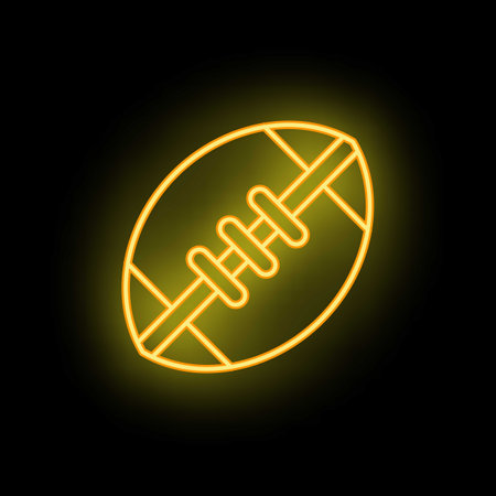 American football ball icon outline vector. Sporting goods. Interior store neon color isolated on blackのイラスト素材