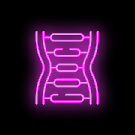 Patient dna icon outline vector. Heart surgery. Medical disease neon color isolated on blackのイラスト素材