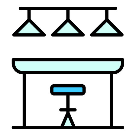 Food counter icon. Outline Food counter vector icon for web design isolated on white background color flatのイラスト素材