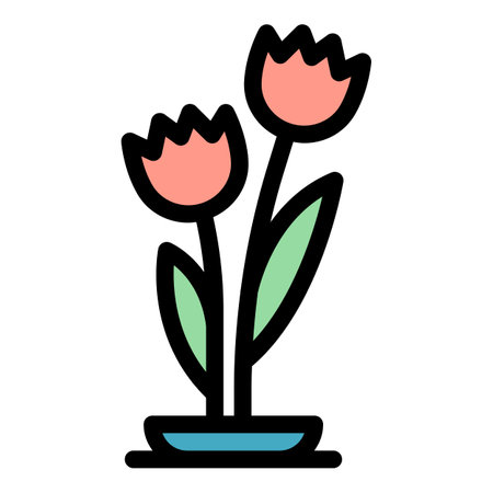 Tulips icon. Outline Tulips vector icon for web design isolated on white background color flatのイラスト素材