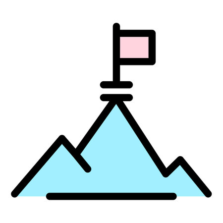Goal peak icon. Outline goal peak vector icon for web design isolated on white background color flatのイラスト素材