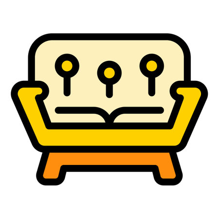 Lounge sofa icon. Outline lounge sofa vector icon for web design isolated on white background color flatのイラスト素材
