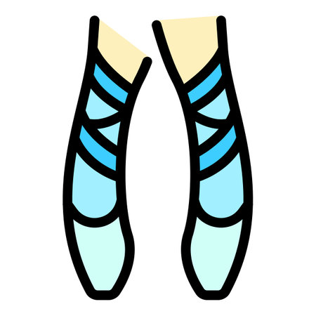 Ballet pair shoes icon. Outline ballet pair shoes vector icon for web design isolated on white background color flatのイラスト素材