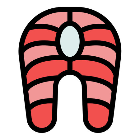 Salmon vitamin icon. Outline salmon vitamin vector icon for web design isolated on white background color flatのイラスト素材