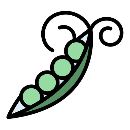 Peas vitamin icon. Outline peas vitamin vector icon for web design isolated on white background color flatのイラスト素材