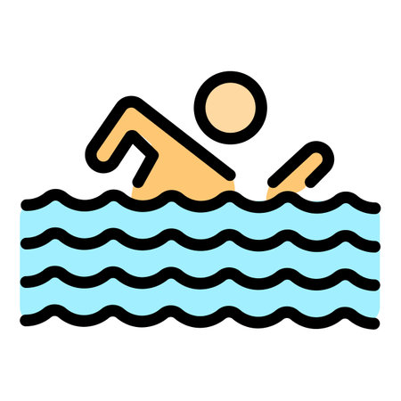 Swimming competition icon. Outline Swimming competition vector icon for web design isolated on white background color flatのイラスト素材