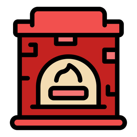 Home fireplace icon. Outline home fireplace vector icon for web design isolated on white background color flatのイラスト素材