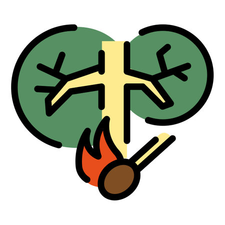 Climate wildfire icon. Outline climate wildfire vector icon for web design isolated on white background color flatのイラスト素材
