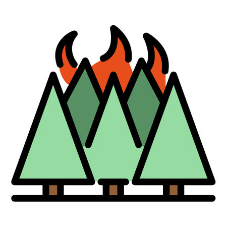 Burn forest hazard icon. Outline burn forest hazard vector icon for web design isolated on white background color flatのイラスト素材