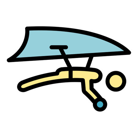 Man hang gliding icon. Outline Man hang gliding vector icon for web design isolated on white background color flatのイラスト素材