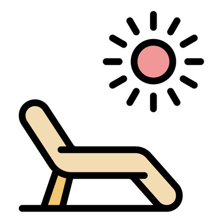 Beach holiday icon. Outline Beach holiday vector icon for web design isolated on white background color flatのイラスト素材