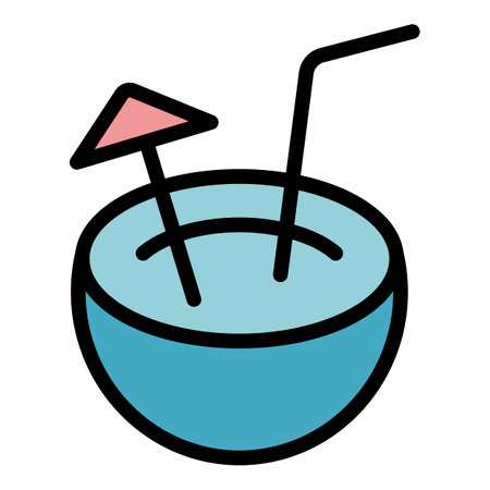 Beach cocktail icon. Outline Beach cocktail vector icon for web design isolated on white background color flatのイラスト素材