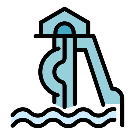 Aquapark icon. Outline Aquapark vector icon for web design isolated on white background color flatのイラスト素材