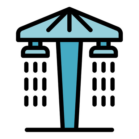 Aquapark shower icon. Outline Aquapark shower vector icon for web design isolated on white background color flatのイラスト素材