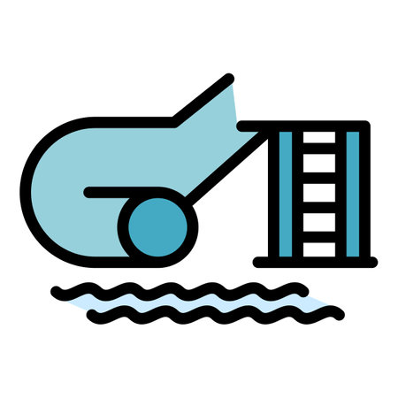 Water park pipe icon. Outline Water park pipe vector icon for web design isolated on white background color flatのイラスト素材