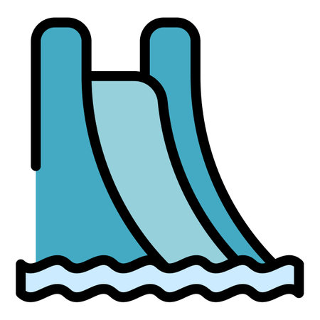 Water slide icon. Outline Water slide vector icon for web design isolated on white background color flatのイラスト素材