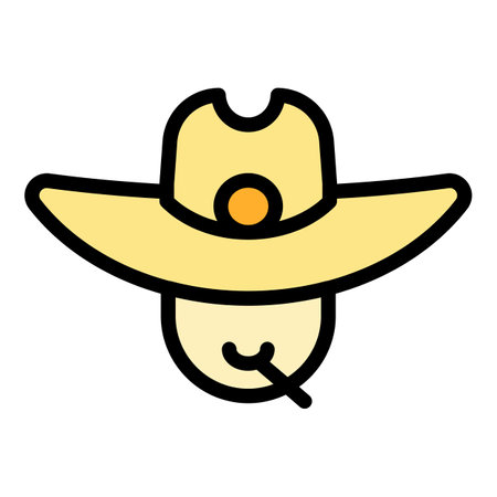 Ranch cowboy icon. Outline Ranch cowboy vector icon for web design isolated on white background color flatのイラスト素材