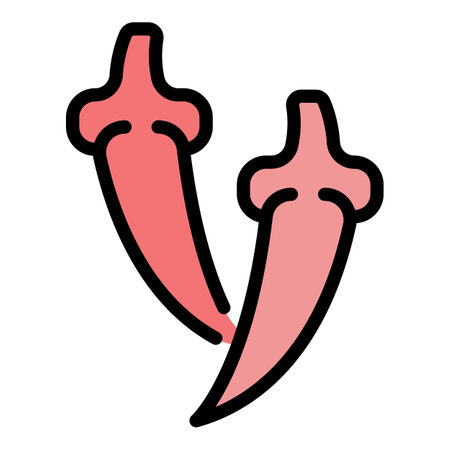 Chilli pepper icon. Outline Chilli pepper vector icon for web design isolated on white background color flatのイラスト素材