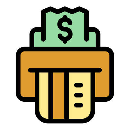 Atm payment cancellation icon. Outline Atm payment cancellation vector icon for web design isolated on white background color flatのイラスト素材