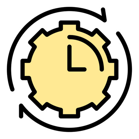 Rush job gear time icon. Outline Rush job gear time vector icon for web design isolated on white background color flatのイラスト素材