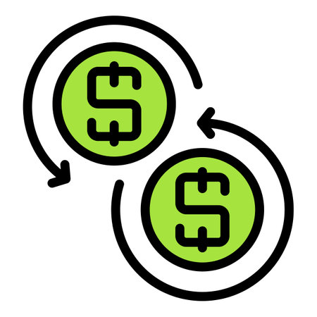 Result money convert icon. Outline Result money convert vector icon for web design isolated on white background color flatのイラスト素材