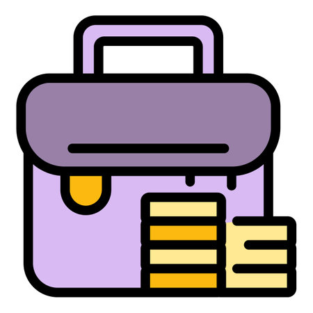 Briefcase market studies icon. Outline Briefcase market studies vector icon for web design isolated on white background color flatのイラスト素材