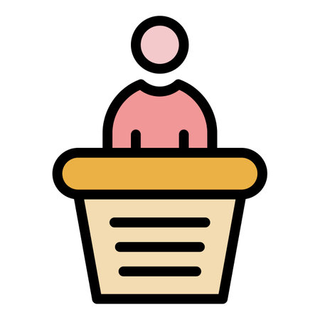 Education speaker icon. Outline Education speaker vector icon for web design isolated on white background color flatのイラスト素材