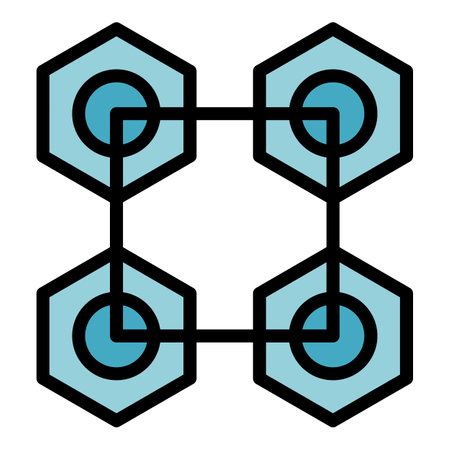 Blockchain ledger icon. Outline Blockchain ledger vector icon for web design isolated on white background color flatのイラスト素材