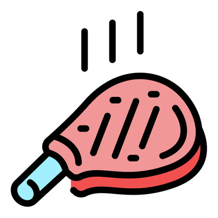 Grilled rib icon. Outline Grilled rib vector icon for web design isolated on white background color flatのイラスト素材