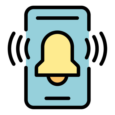 Phone alarm icon. Outline Phone alarm vector icon for web design isolated on white background color flatのイラスト素材