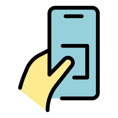 Gesture android phone icon outline vector. Hand mobile. Touch finger color flatのイラスト素材
