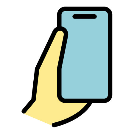 Man phone icon outline vector. Smartphone mobile. Hand cell color flatのイラスト素材