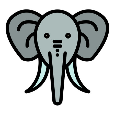 Wild elephant icon. Outline Wild elephant vector icon for web design isolated on white background color flatのイラスト素材