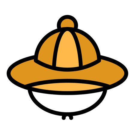 Safari hat icon. Outline Safari hat vector icon for web design isolated on white background color flatのイラスト素材