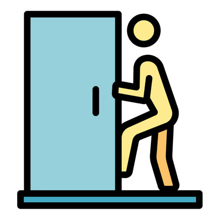 Open evacuation door icon. Outline Open evacuation door vector icon for web design isolated on white background color flatのイラスト素材