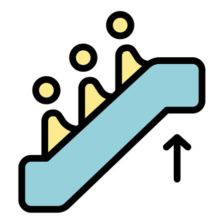 Escalator stairs icon. Outline Escalator stairs vector icon for web design isolated on white background color flatのイラスト素材