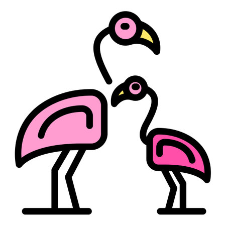 Family flamingo icon. Outline Family flamingo vector icon for web design isolated on white background color flatのイラスト素材