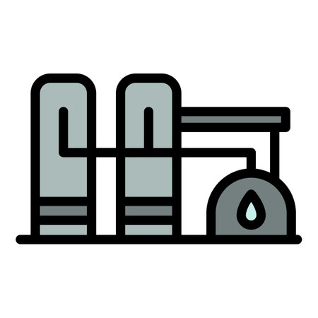 Kerosene factory icon. Outline Kerosene factory vector icon for web design isolated on white background color flatのイラスト素材