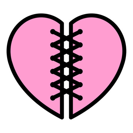 Broken cut heart icon. Outline Broken cut heart vector icon for web design isolated on white background color flatのイラスト素材