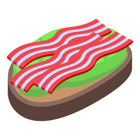 Bacon avocado toast icon isometric vector. Bread food. Green dietのイラスト素材