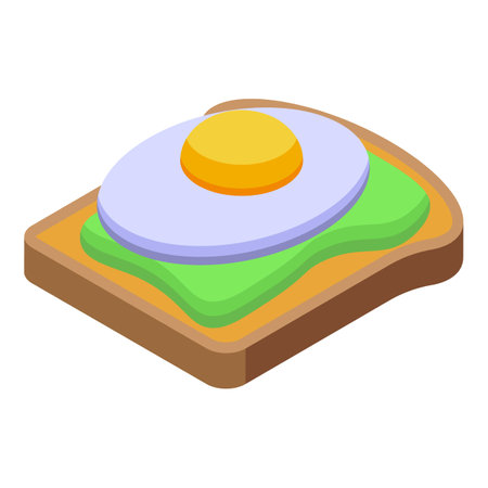 Fried egg avocado toast icon isometric vector. Bread food. Natural lunchのイラスト素材