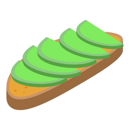 Lunch avocado toast icon isometric vector. Bread food. Green sliceのイラスト素材