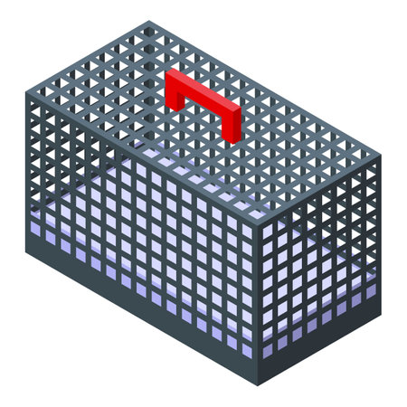 Pet cage icon isometric vector. Cat carrier. Animal travelのイラスト素材