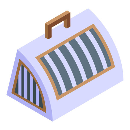 Bag cat carrier icon isometric vector. Pet travel. Cage openのイラスト素材