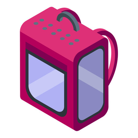 Backpack cat carrier icon isometric vector. Pet travel. Plastic crateのイラスト素材