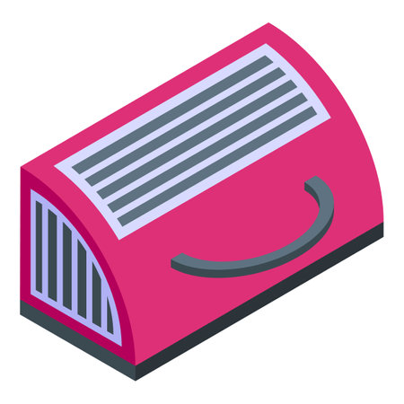 Pink cat carrier icon isometric vector. Pet travel. Transport kittenのイラスト素材