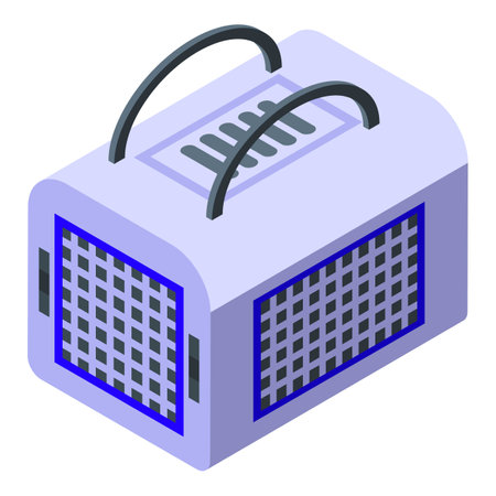 Cat carrier bag icon isometric vector. Animal travel. Box caseのイラスト素材