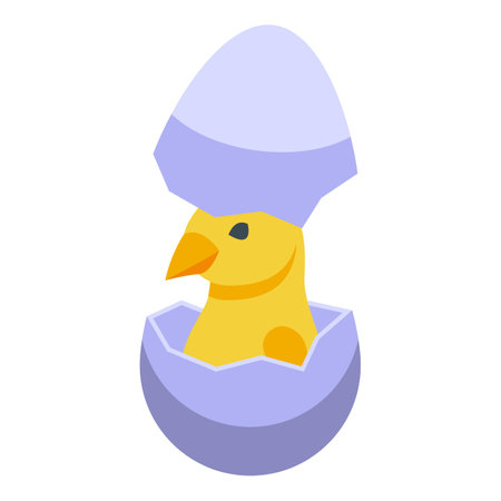 Yellow chick icon isometric vector. Easter bird. Farm roosterのイラスト素材
