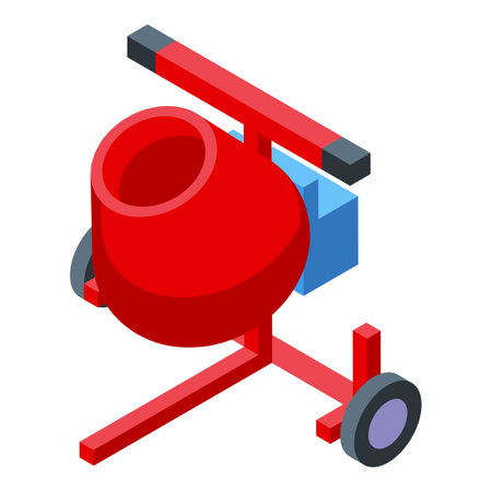 Red cement mixer icon isometric vector. Concrete machine. Tool workのイラスト素材
